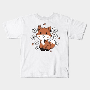 Curious Kawaii Fox Kids T-Shirt